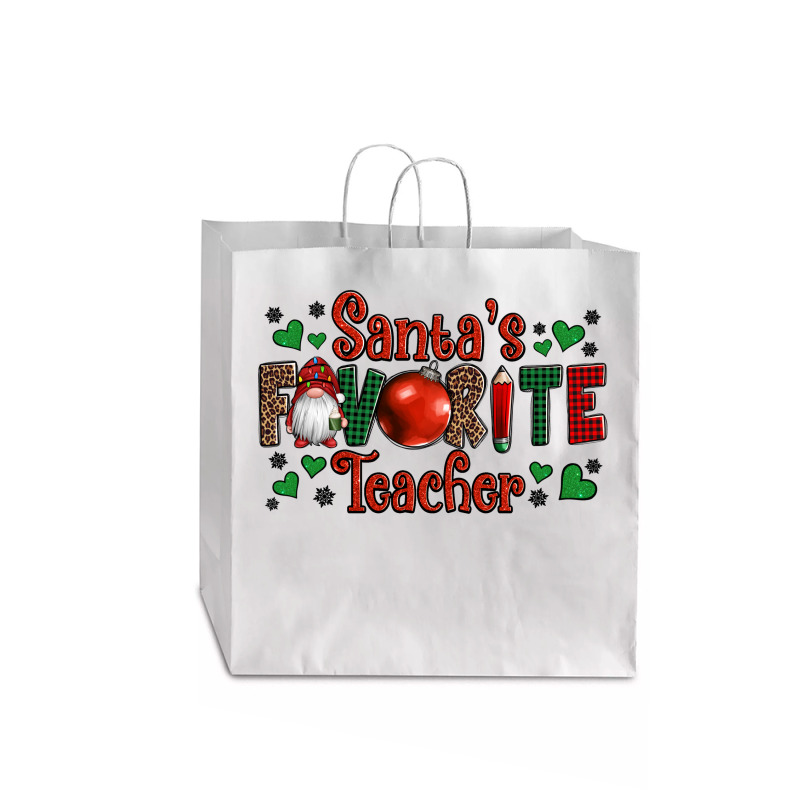 Santa's Favourite Teacher Christmas Gnome Jumbo Paper Bag - 18 X 7 X 18 3/4 | Artistshot