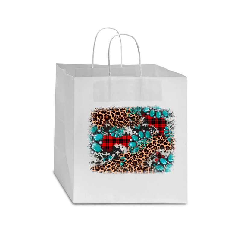 Gemstone Leopard Christmas Background Star Paper Bag - 13 X 7 X 13 | Artistshot