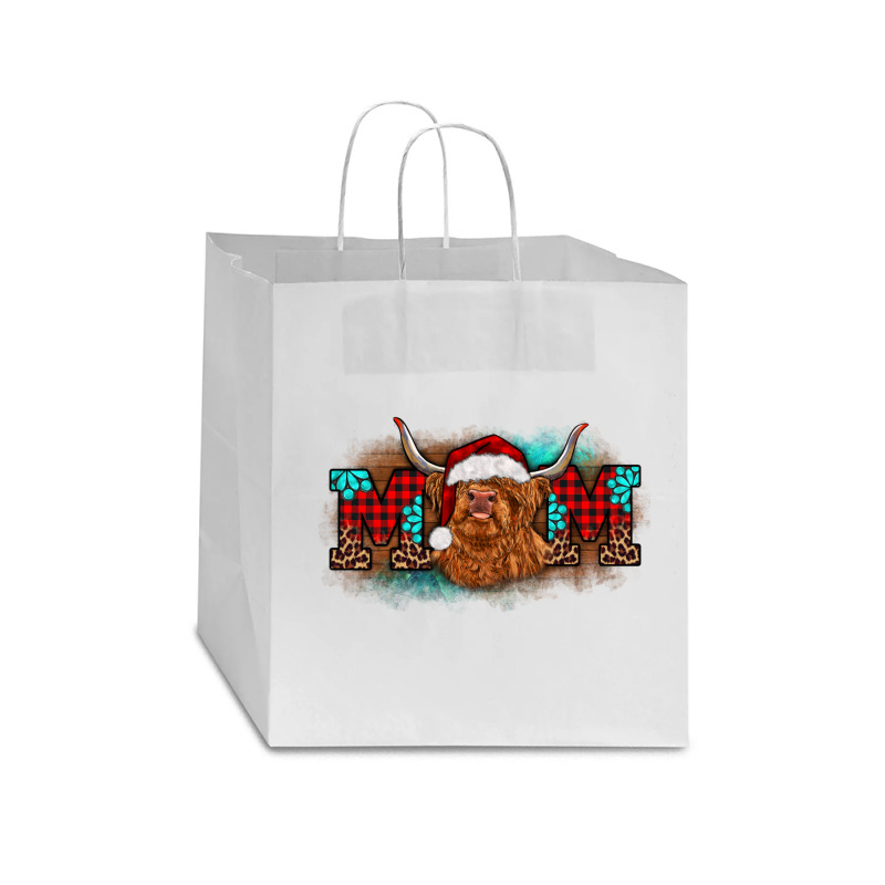 Christmas Mom Highland Cow Star Paper Bag - 13 X 7 X 13 | Artistshot