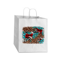 Gemstone Leopard Christmas Background Take Out Paper Bag - 14 X 10 X 15 1/2 | Artistshot