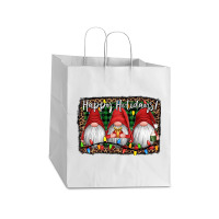 Happy Holidays Gnomes Christmas Take Out Paper Bag - 14 X 10 X 15 1/2 | Artistshot