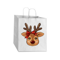 Reindeer Face Take Out Paper Bag - 14 X 10 X 15 1/2 | Artistshot