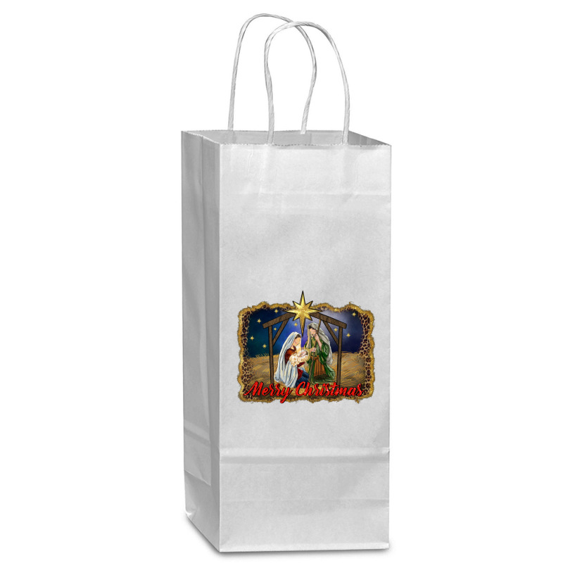 Merry Christmas Holy Family Wine Paper Bag - 5 1/2 X 3 1/4 X 13 | Artistshot