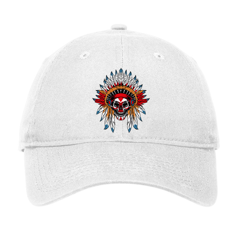 Skull Native American Chief For Native American Adjustable Cap by queerappear | Artistshot