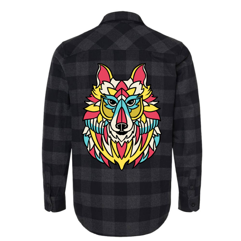 Native American Wolf Head For Tribal Art Lover Flannel Shirt by queerappear | Artistshot