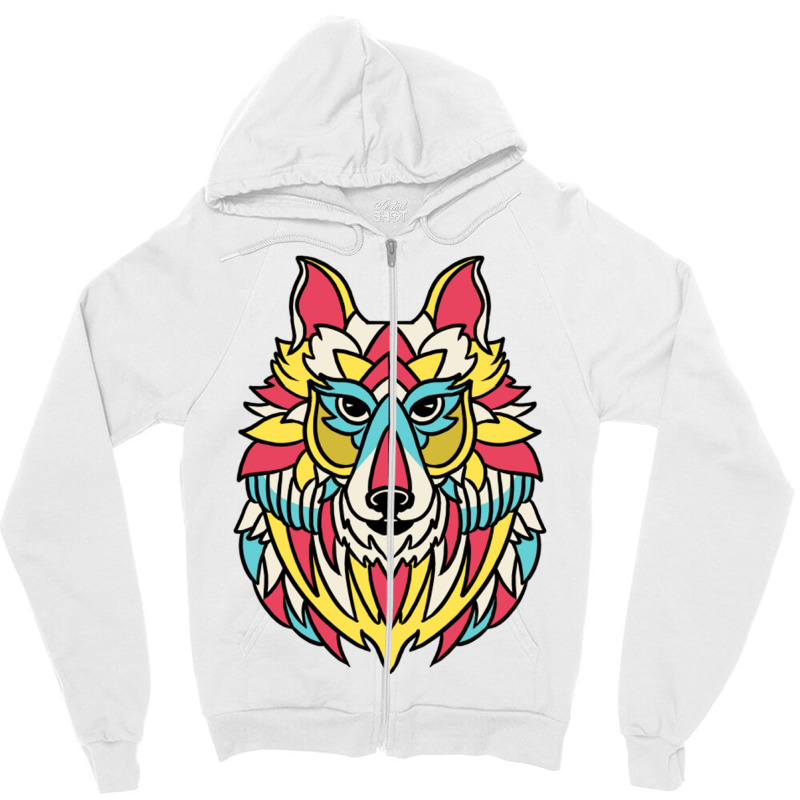 Native American Wolf Head For Tribal Art Lover Zipper Hoodie by queerappear | Artistshot