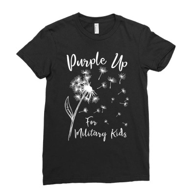 Dandelion Purple Up For Military Kids Army Child Month T Shirt Ladies Fitted T-shirt Designed By Stuartsanders