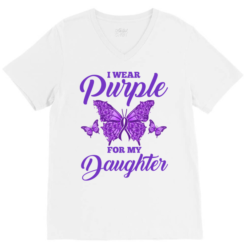 I Wear Purple For My Daughter For Epilepsy Warrior V-neck Tee | Artistshot