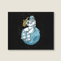 Astronaut Playing Saxophone For Saxophone Lover Landscape Canvas Print | Artistshot