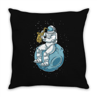 Astronaut Playing Saxophone For Saxophone Lover Throw Pillow | Artistshot