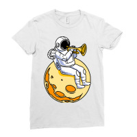 Astronaut Playing Trumpet For Trumpet Player Ladies Fitted T-shirt | Artistshot