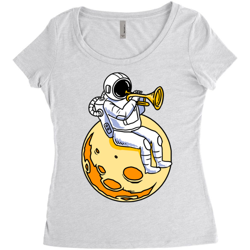 Astronaut Playing Trumpet For Trumpet Player Women's Triblend Scoop T-shirt by queerappear | Artistshot