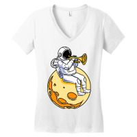 Astronaut Playing Trumpet For Trumpet Player Women's V-neck T-shirt | Artistshot