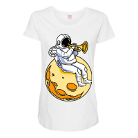 Astronaut Playing Trumpet For Trumpet Player Maternity Scoop Neck T-shirt | Artistshot