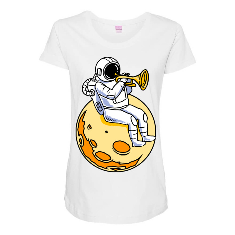 Astronaut Playing Trumpet For Trumpet Player Maternity Scoop Neck T-shirt by queerappear | Artistshot