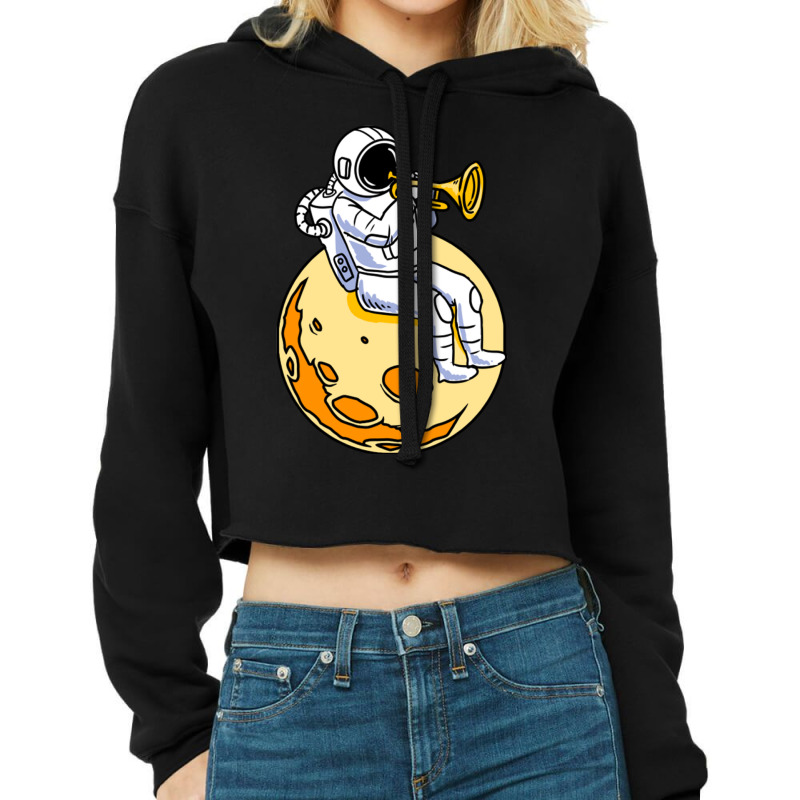 Astronaut Playing Trumpet For Trumpet Player Cropped Hoodie by queerappear | Artistshot