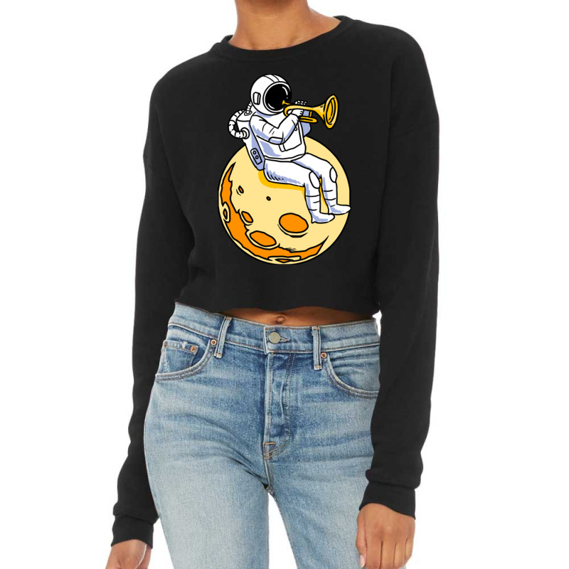 Astronaut Playing Trumpet For Trumpet Player Cropped Sweater by queerappear | Artistshot