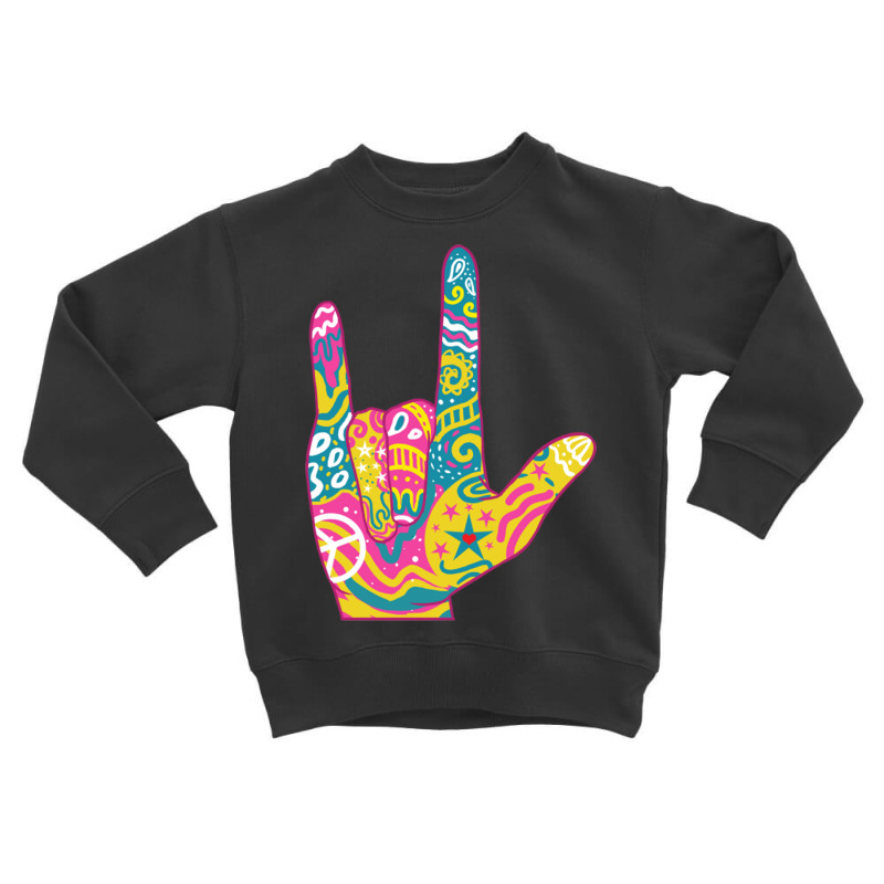 American Sign Language I Love You For Deaf Awarene Toddler Sweatshirt by queerappear | Artistshot