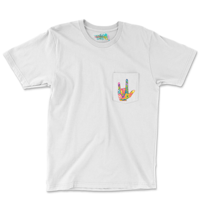 American Sign Language I Love You For Deaf Awarene Pocket T-Shirt by queerappear | Artistshot