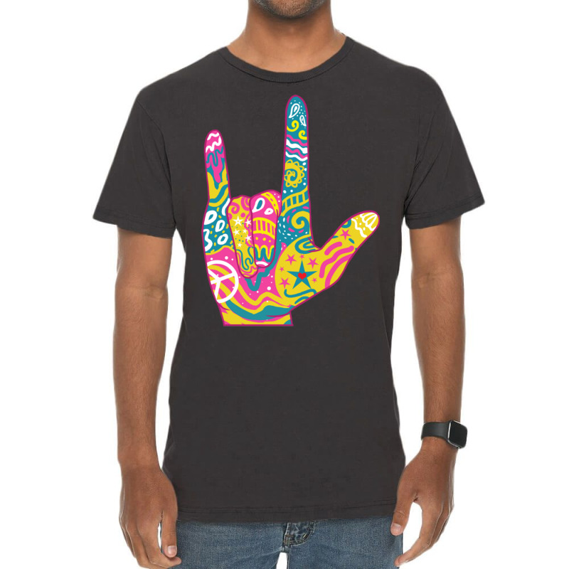 American Sign Language I Love You For Deaf Awarene Vintage T-Shirt by queerappear | Artistshot