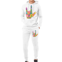 American Sign Language I Love You For Deaf Awarene Hoodie & Jogger Set | Artistshot