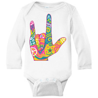 American Sign Language I Love You For Deaf Awarene Long Sleeve Baby Bodysuit | Artistshot