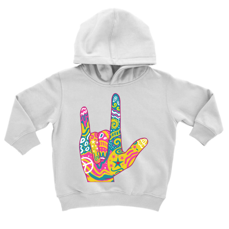 American Sign Language I Love You For Deaf Awarene Toddler Hoodie by queerappear | Artistshot