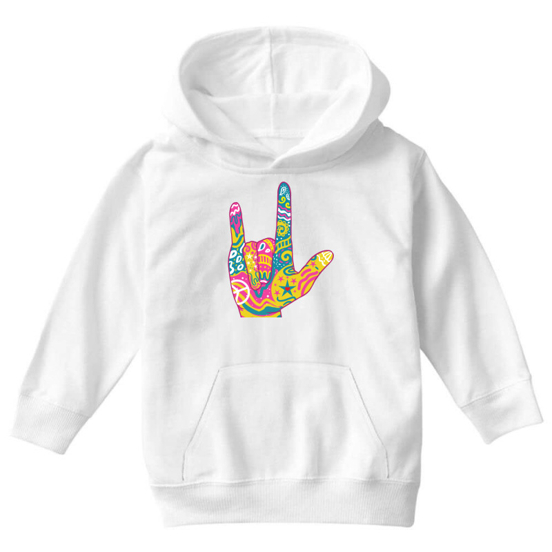 American Sign Language I Love You For Deaf Awarene Youth Hoodie by queerappear | Artistshot