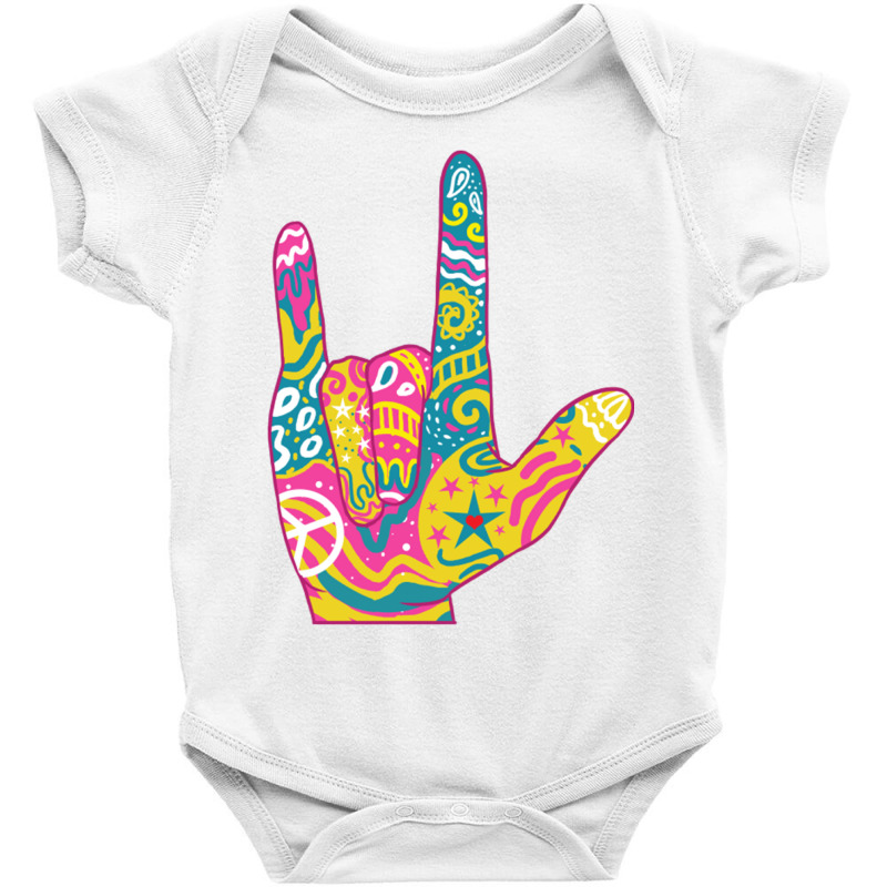 American Sign Language I Love You For Deaf Awarene Baby Bodysuit by queerappear | Artistshot