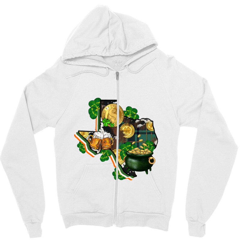 Texas Map St Patrick's Day Zipper Hoodie | Artistshot