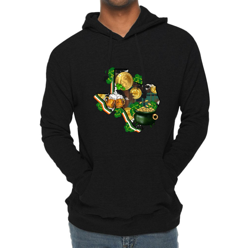 Texas Map St Patrick's Day Lightweight Hoodie | Artistshot