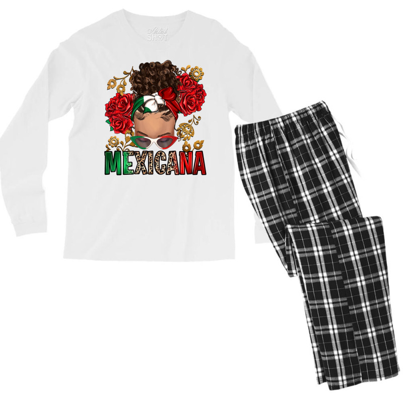 Mexicana Latina Messy Bun Men's Long Sleeve Pajama Set by RanaPortraitStore | Artistshot