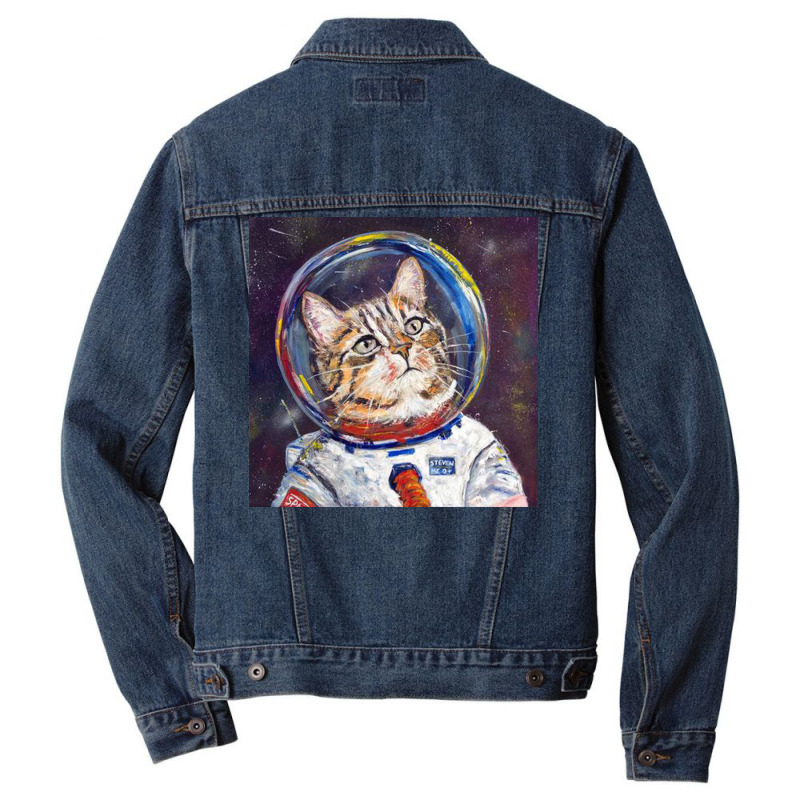 Kitty, Black, Vintage, Book, Space Cat, Nying,universe Men Denim Jacket by Johnsonh | Artistshot