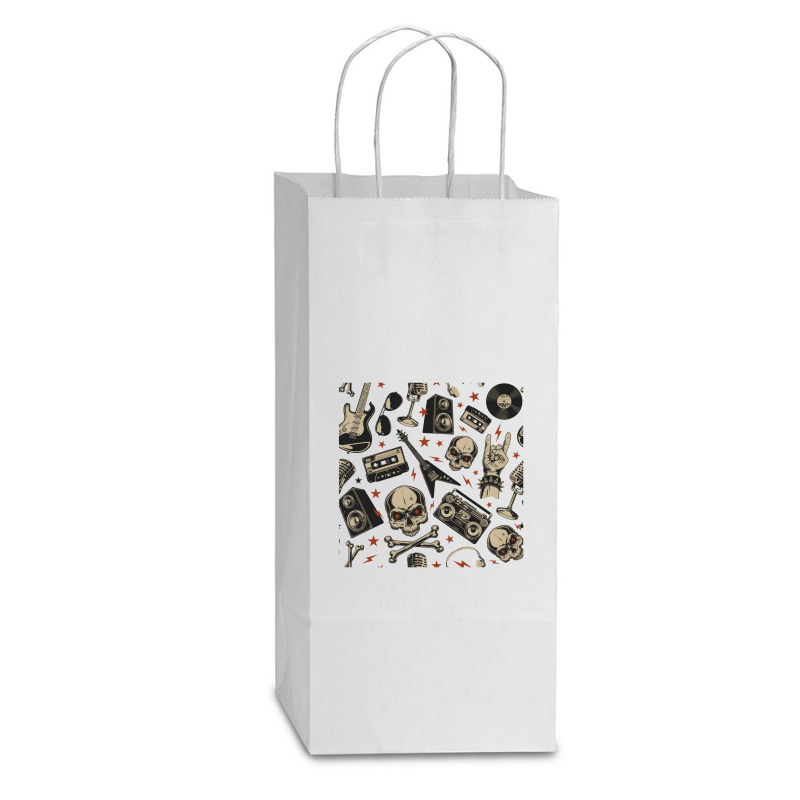 Heavy Metal Direction Aqua Double Wine Paper Bag - 6 1/2 X 3 1/2 X 12 3/8 | Artistshot