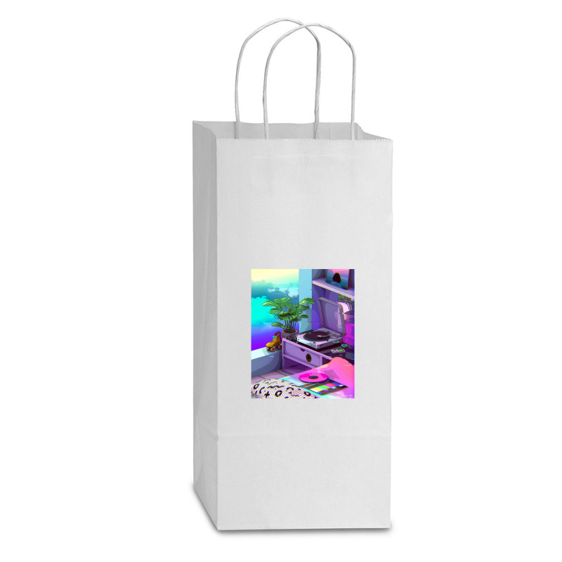 Vaporwave Aesthetic Double Wine Paper Bag - 6 1/2 X 3 1/2 X 12 3/8 | Artistshot