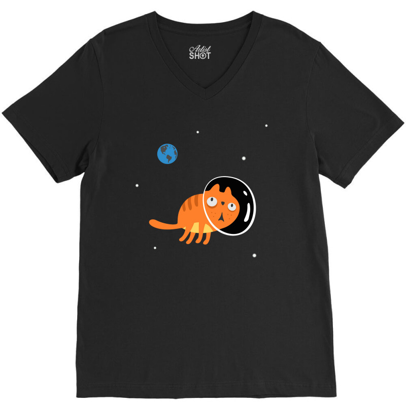 Space Cat, Universe, Kitten, Halloween,nying, Retro, Funny Cat V-Neck Tee by Johnsonh | Artistshot