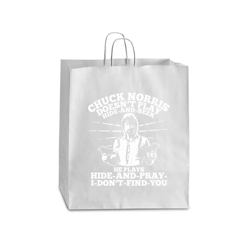 Chuck Norris Doesn't Play Hide And Seek Quote Queen Paper Bag - 16 X 6 X 19 1/4 | Artistshot