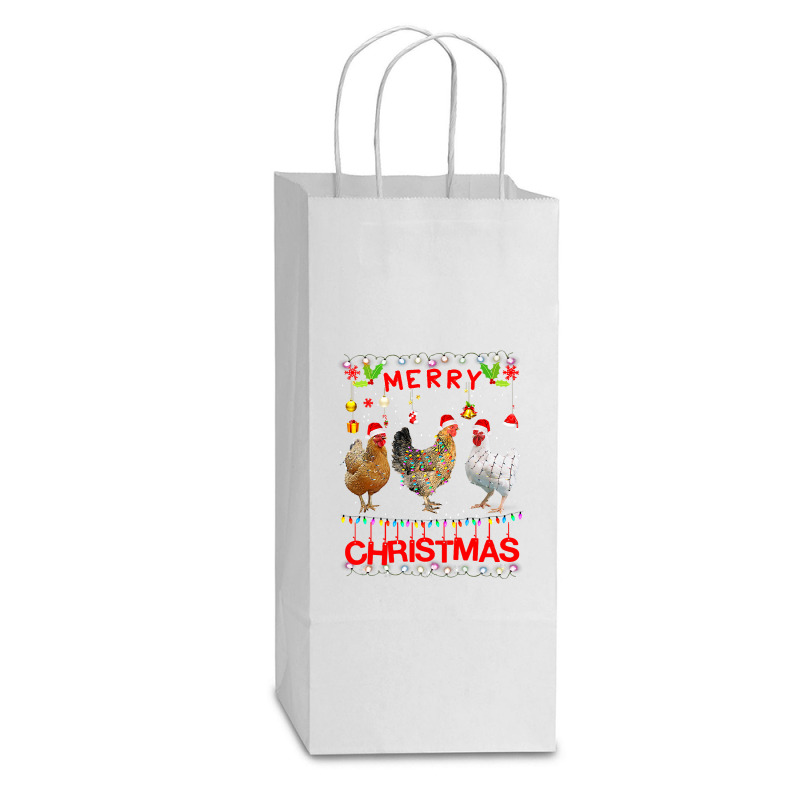 Chicken Cock Design Merry Christmas Chicken For Kids Costume Cute 32 H Double Wine Paper Bag - 6 1/2 X 3 1/2 X 12 3/8 | Artistshot