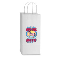 Unicorn Queens Are Born In August Double Wine Paper Bag - 6 1/2 X 3 1/2 X 12 3/8 | Artistshot