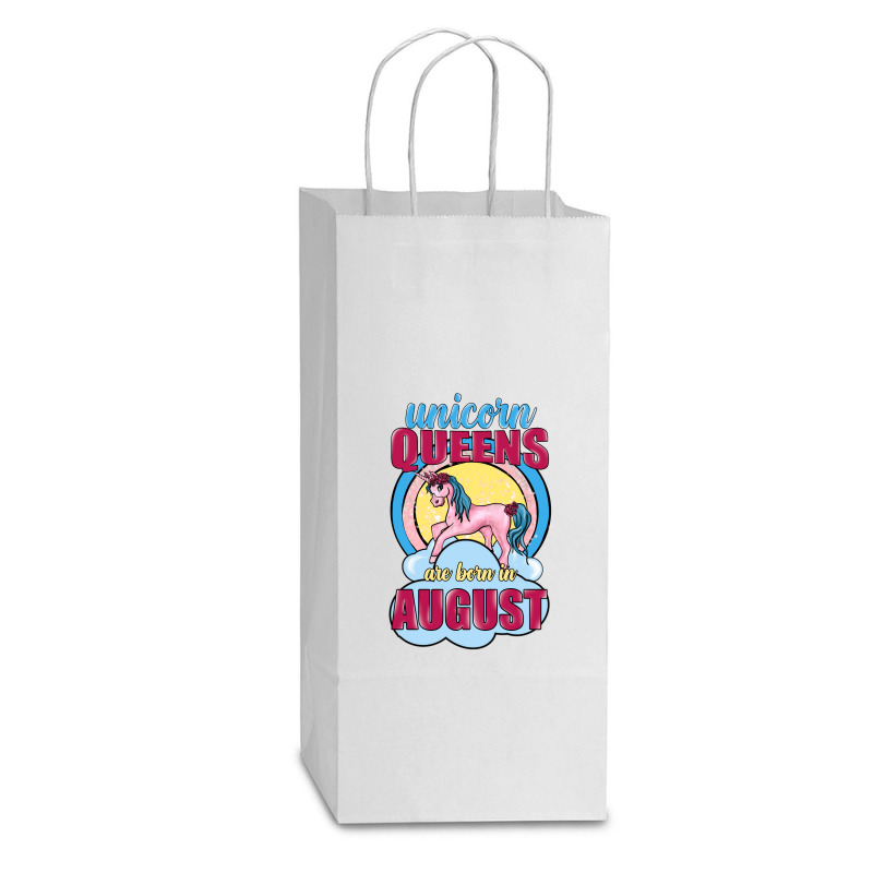 Unicorn Queens Are Born In August Double Wine Paper Bag - 6 1/2 X 3 1/2 X 12 3/8 | Artistshot