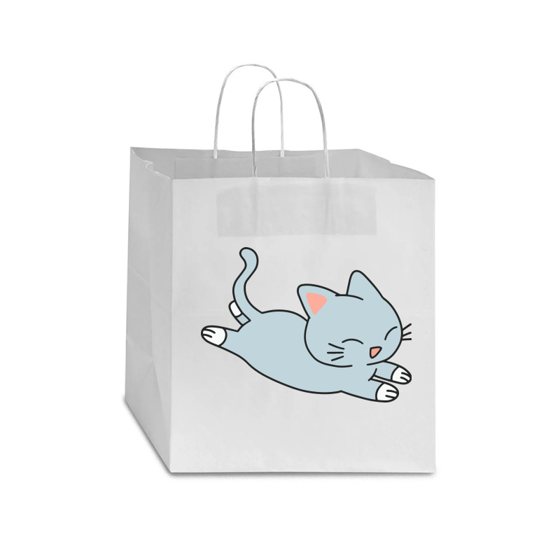 Happy Blue Cat Star Paper Bag - 13 X 7 X 13 | Artistshot