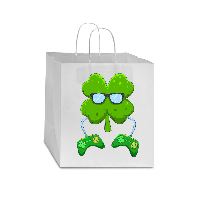 Irish Gamer Controller Shamrock Boys Men St Patricks Day T Shirt Star Paper Bag - 13 x 7 x 13 by tea.fashion | Artistshot