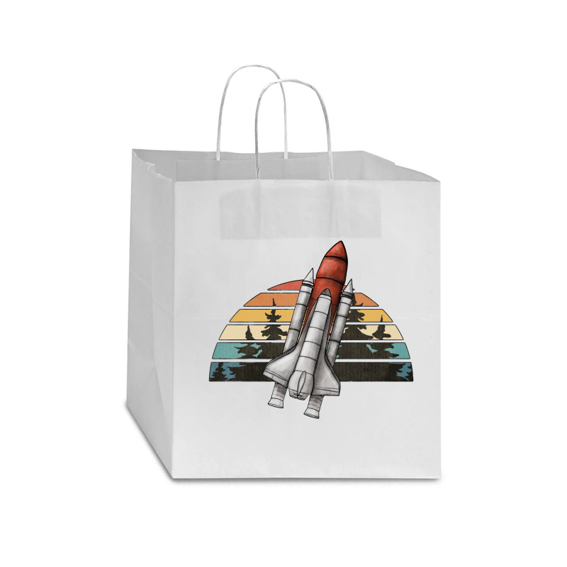 Spaceship Retro Rainbow Star Paper Bag - 13 X 7 X 13 | Artistshot