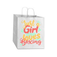 Just A Girl T  Shirt Just A Girl Who Loves Boxing Gift Product T  Shir Take Out Paper Bag - 14 X 10 X 15 1/2 | Artistshot