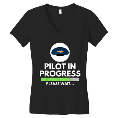 Pilot In Progress Flight School Student - Pilot & Aviation Women's V-neck T-shirt Designed By Roger K
