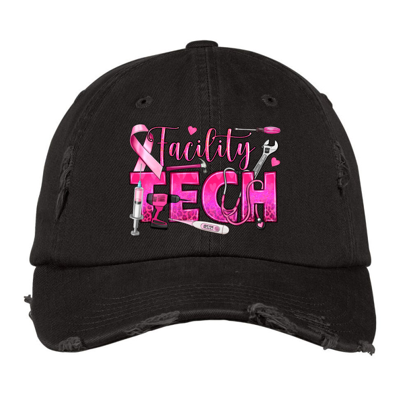 Breast Cancer Facility Tech Vintage Cap by texasbilliewilder | Artistshot