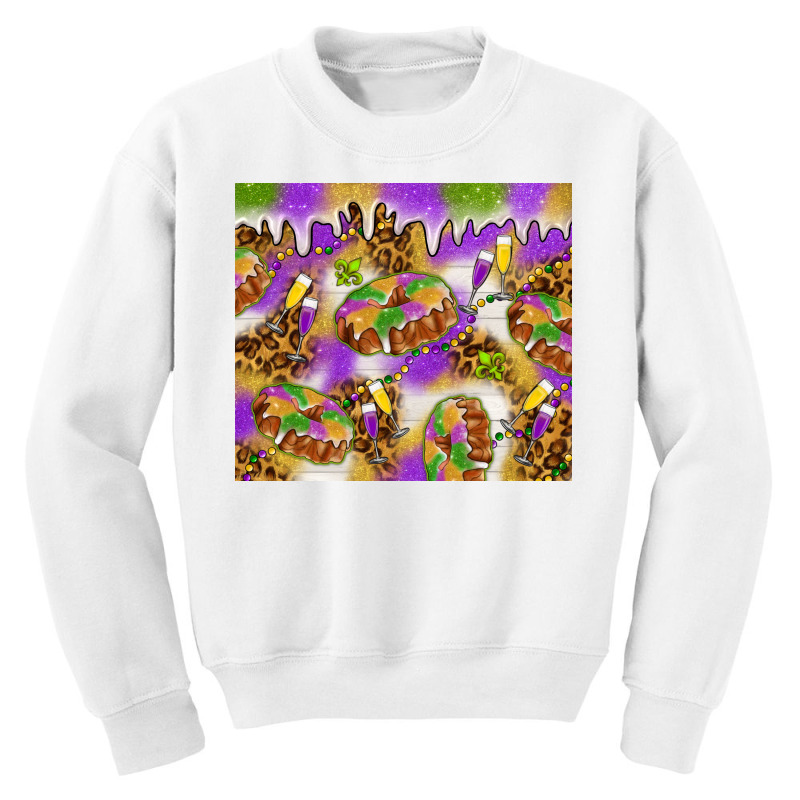 Mardi Gras With King Cake Youth Sweatshirt | Artistshot