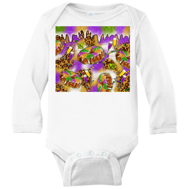 Mardi Gras With King Cake Long Sleeve Baby Bodysuit | Artistshot