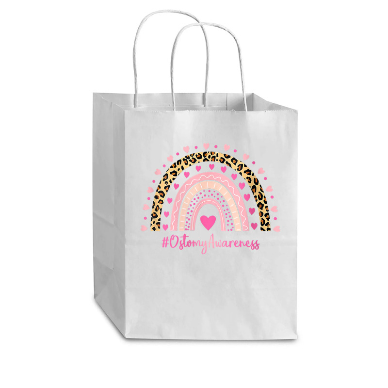 Womens Ostomy Awareness Pink Heart Leopard Rainbow Ostomy Warrior O V Cub Paper Bag - 8 X 4 1/2 X 10 1/4 | Artistshot