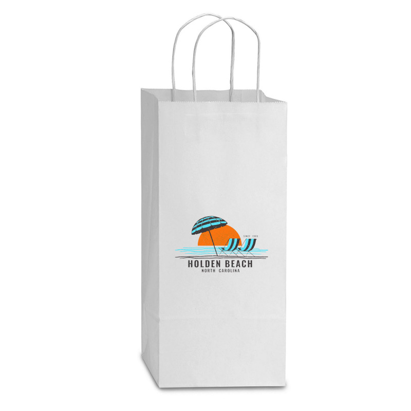 Sitting By Shore At Holden Beach, Nc   Holden Beach Nc Double Wine Paper Bag - 6 1/2 X 3 1/2 X 12 3/8 | Artistshot